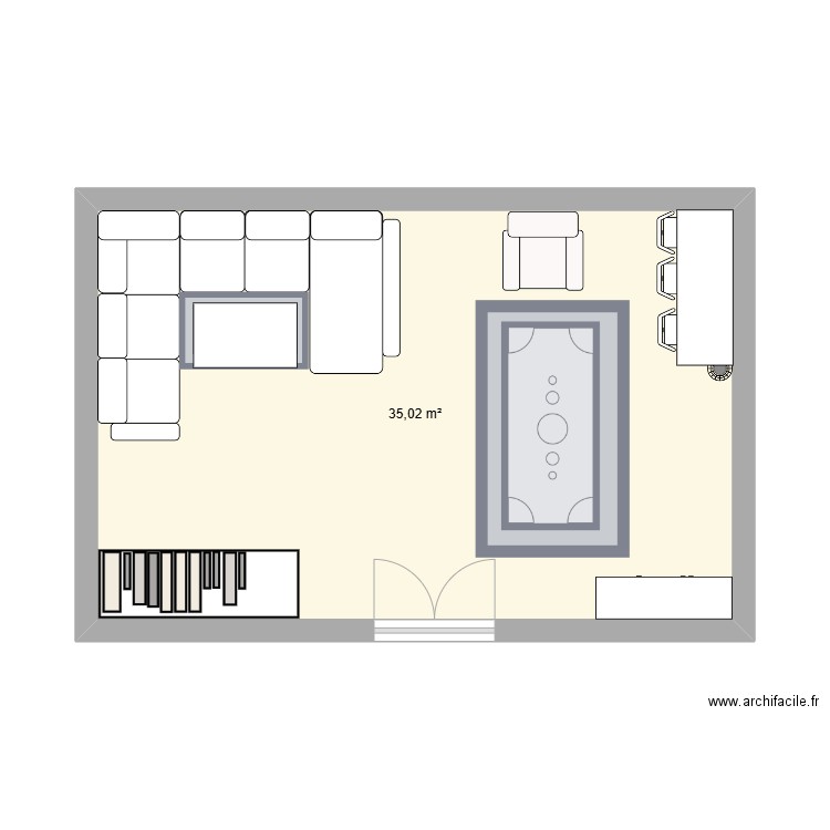 salon. Plan de 1 pièce et 35 m2