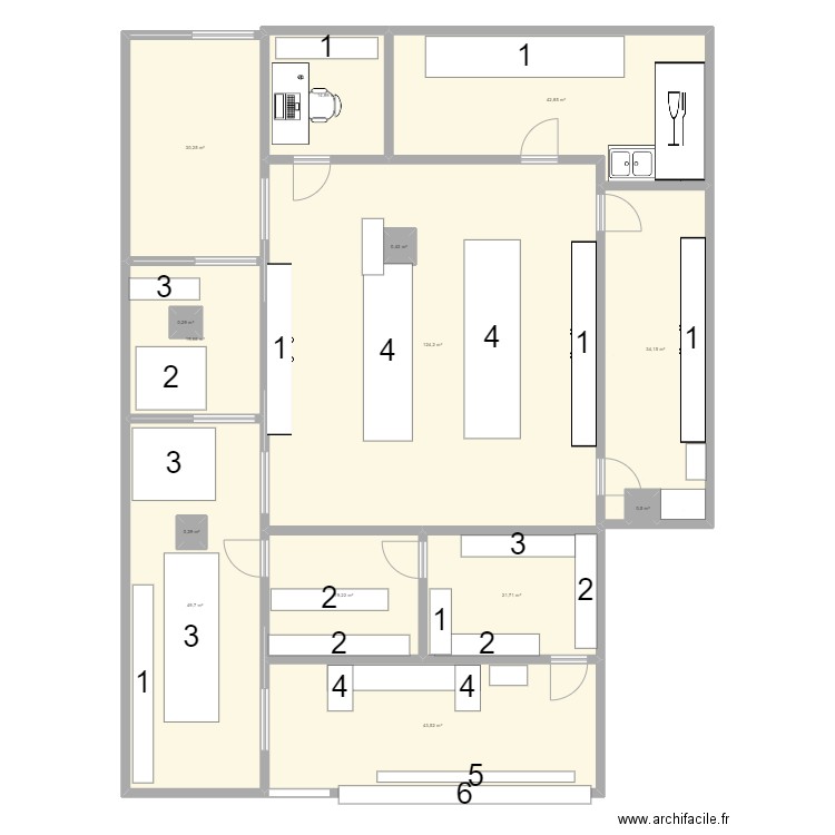 map bouch. Plan de 14 pièces et 405 m2