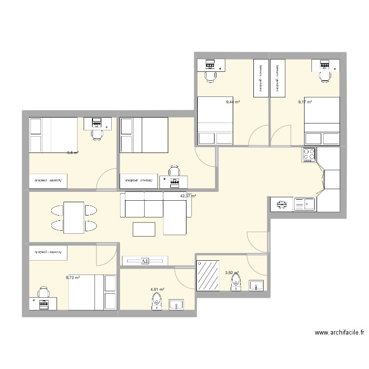 Plan argenteuil 2. Plan de 7 pièces et 88 m2