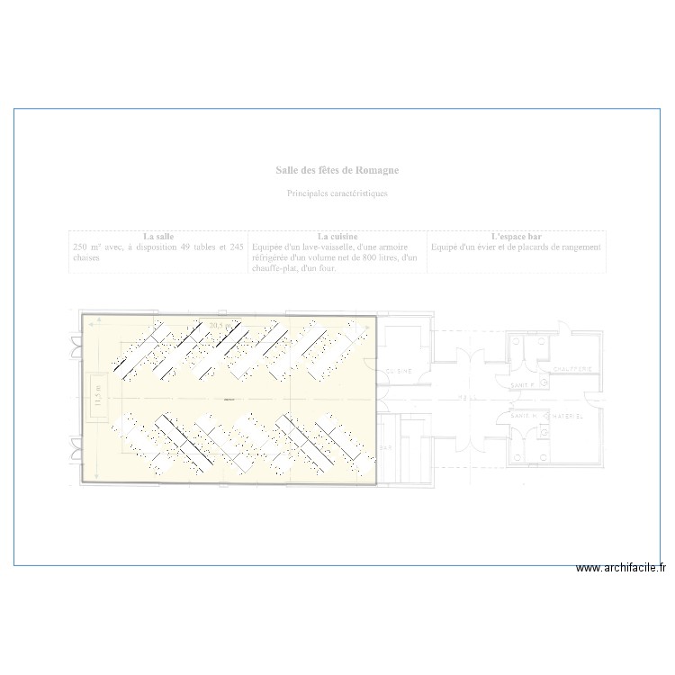 Plan de salle mariage . Plan de 1 pièce et 240 m2