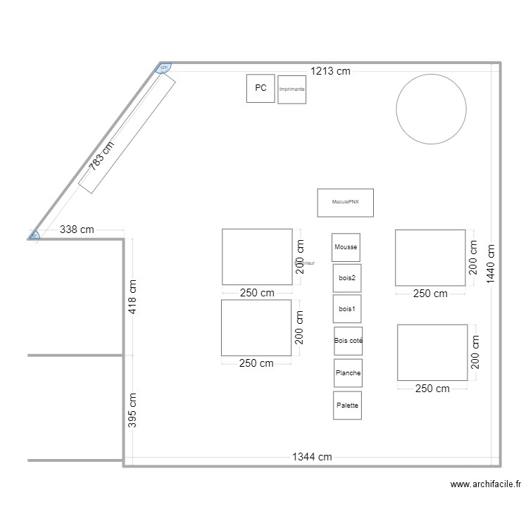 conditionnement. Plan de 1 pièce et 200 m2