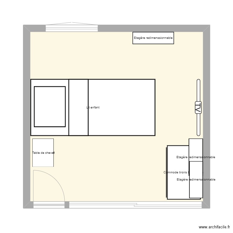 Plan chambre Batiste. Plan de 1 pièce et 42 m2