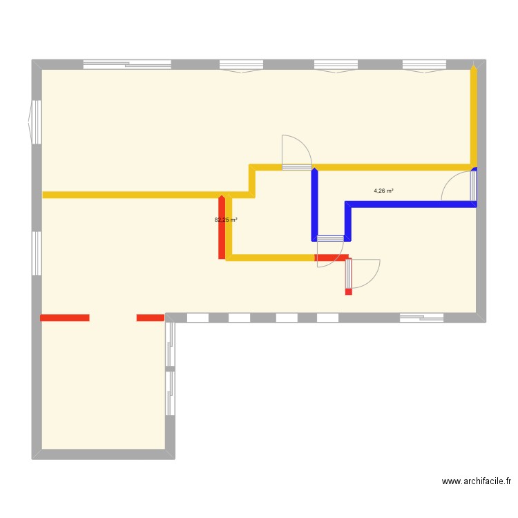 chev. Plan de 2 pièces et 87 m2