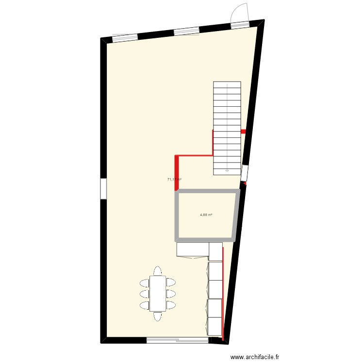 casa. Plan de 2 pièces et 83 m2