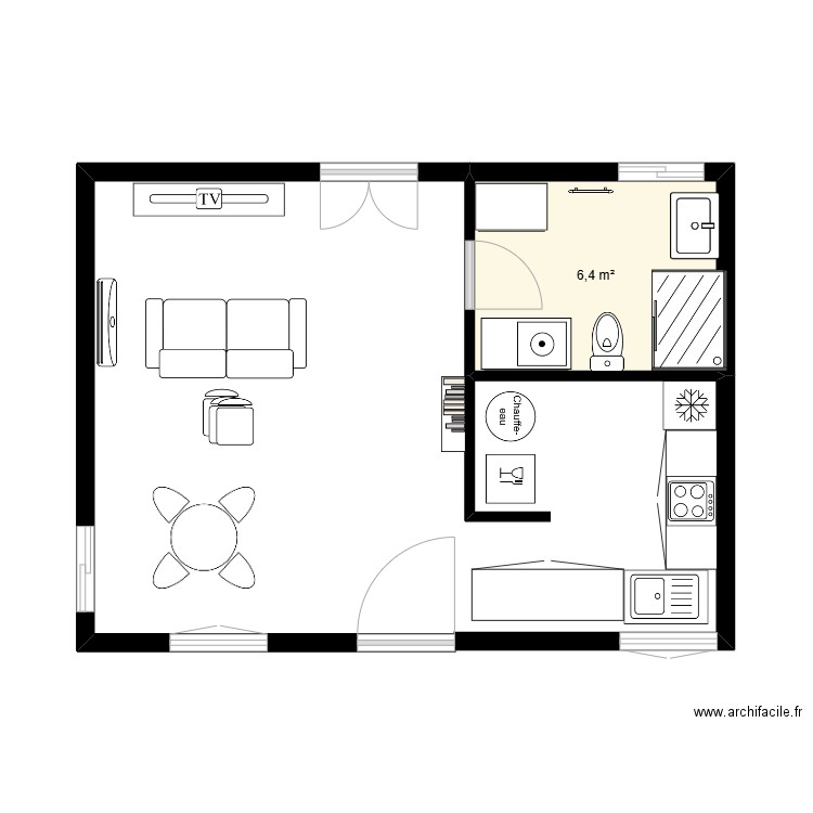 pechbonnieu. Plan de 1 pièce et 6 m2