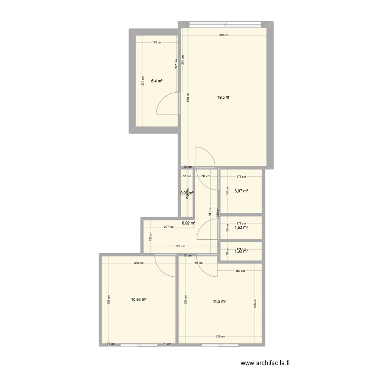 plan appartement 1. Plan de 9 pièces et 61 m2