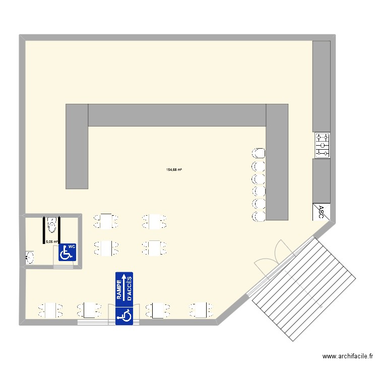 LOCAL SANTANDER GENERAL. Plan de 2 pièces et 160 m2