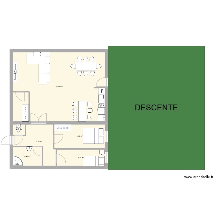 DERUY Maxence. Plan de 6 pièces et 79 m2