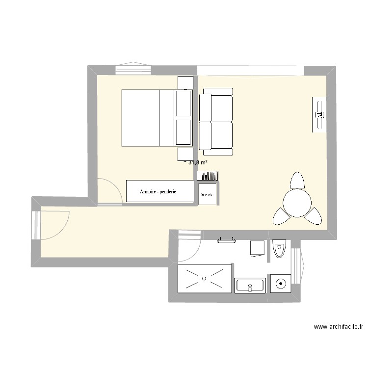 EMMA 7. Plan de 1 pièce et 32 m2