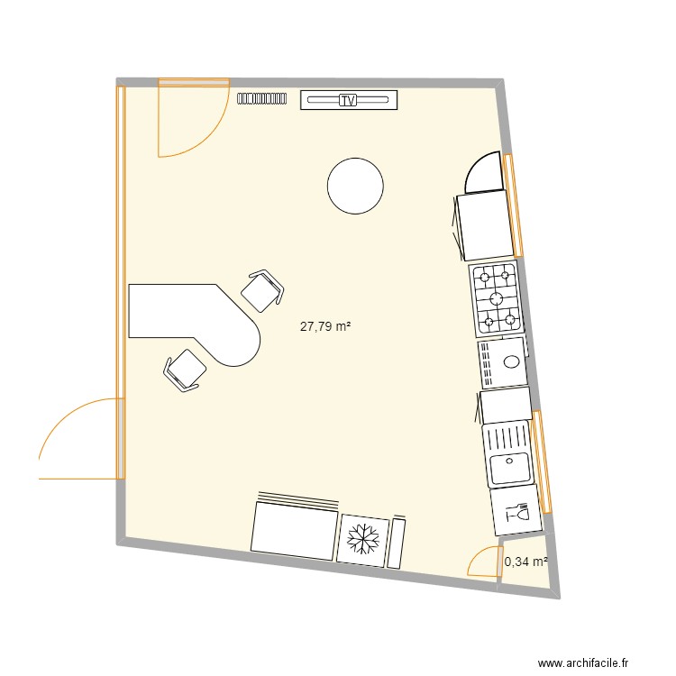 test 3. Plan de 2 pièces et 28 m2