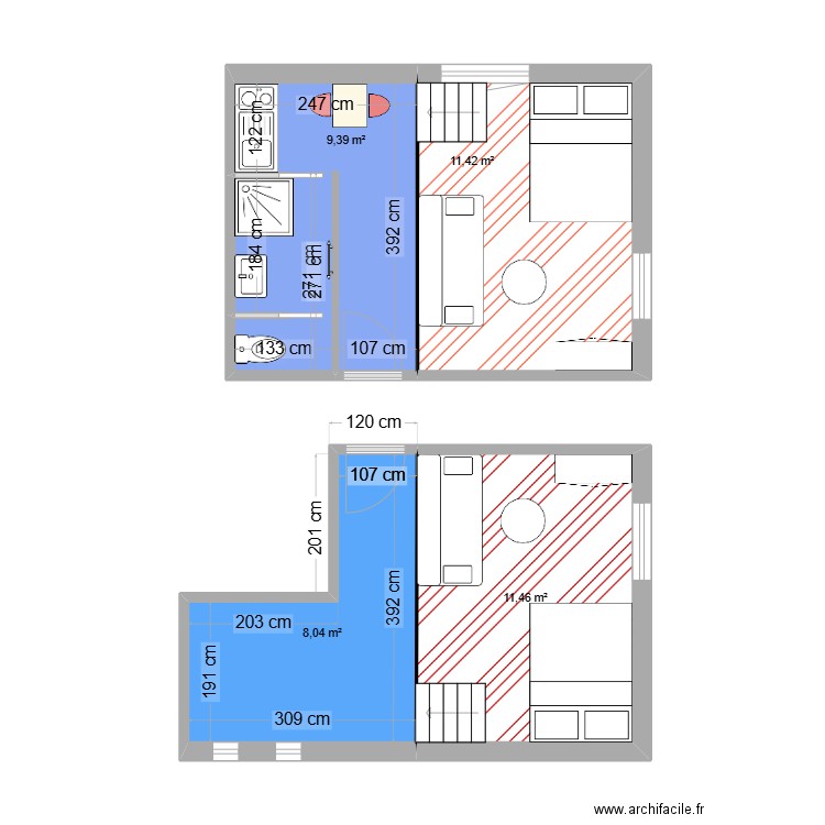 STUDIO N°4/1/3. Plan de 4 pièces et 40 m2