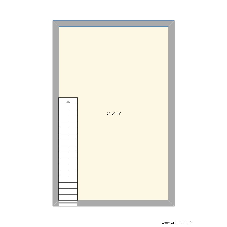 Grenier. Plan de 1 pièce et 34 m2