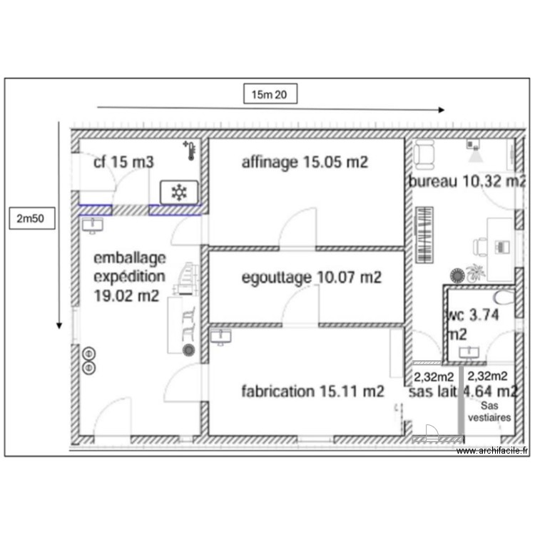 plan fromagerie. Plan de 0 pièce et 0 m2