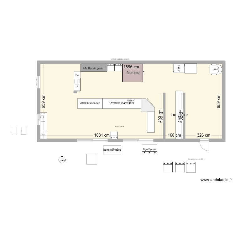 boulange MODIF 1. Plan de 1 pièce et 104 m2