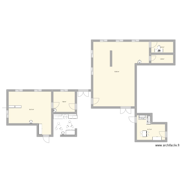 Rééducation ELIEUX . Plan de 6 pièces et 105 m2