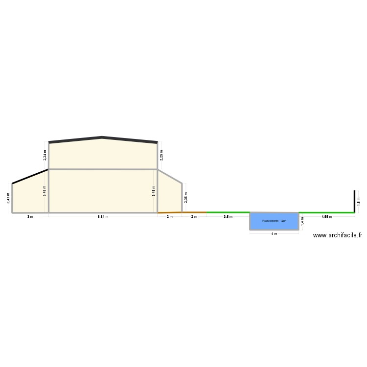 plan coupe piscine gil. Plan de 3 pièces et 48 m2