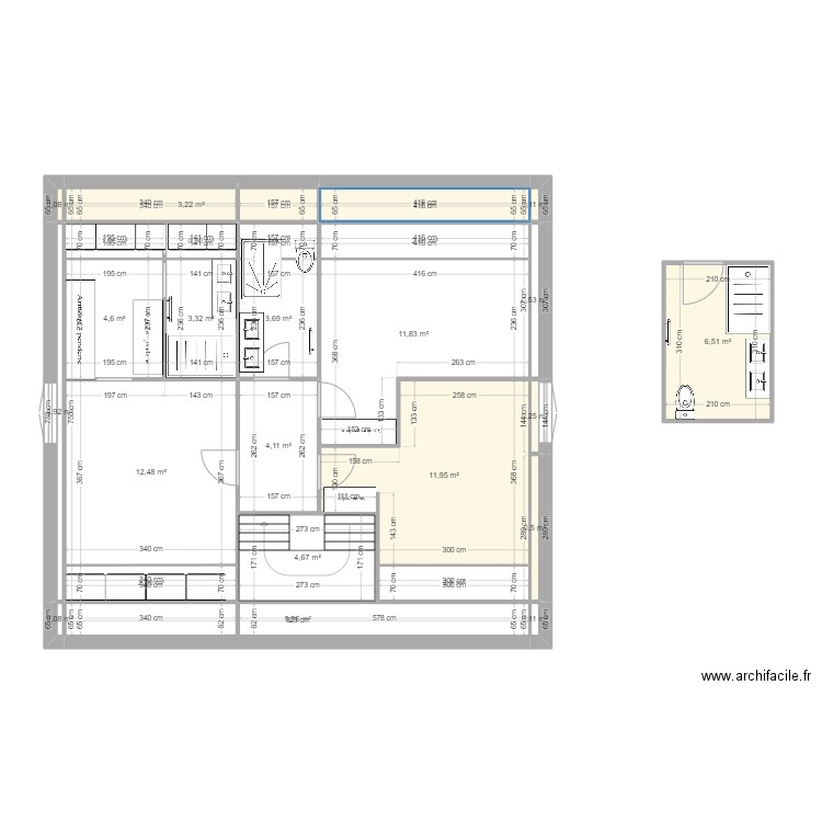 B12. Plan de 26 pièces et 88 m2