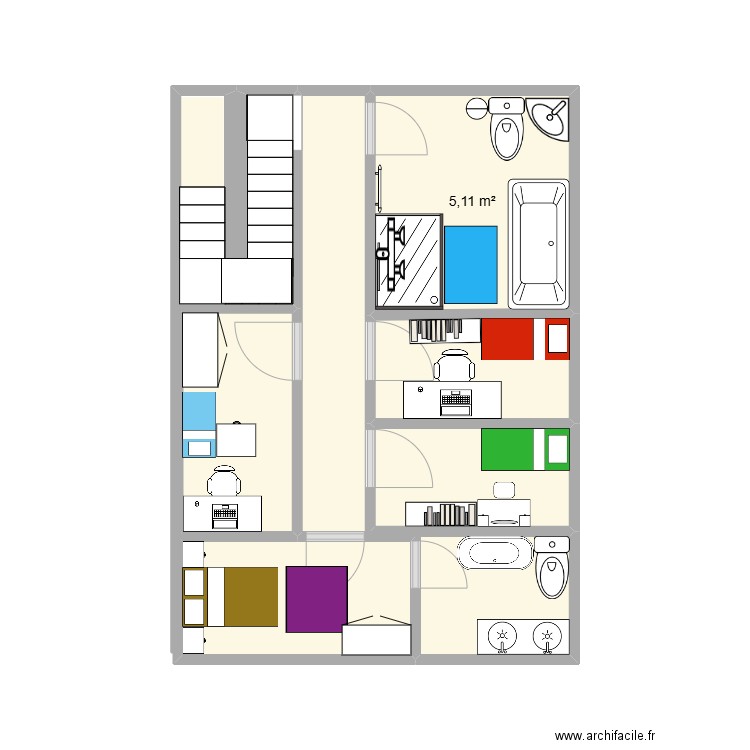 maison espanol. Plan de 7 pièces et 22 m2