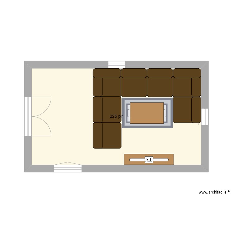 salon test. Plan de 1 pièce et 21 m2