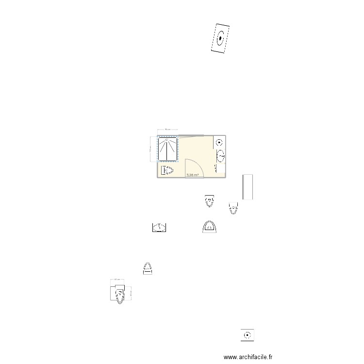 Sdb2. Plan de 1 pièce et 5 m2