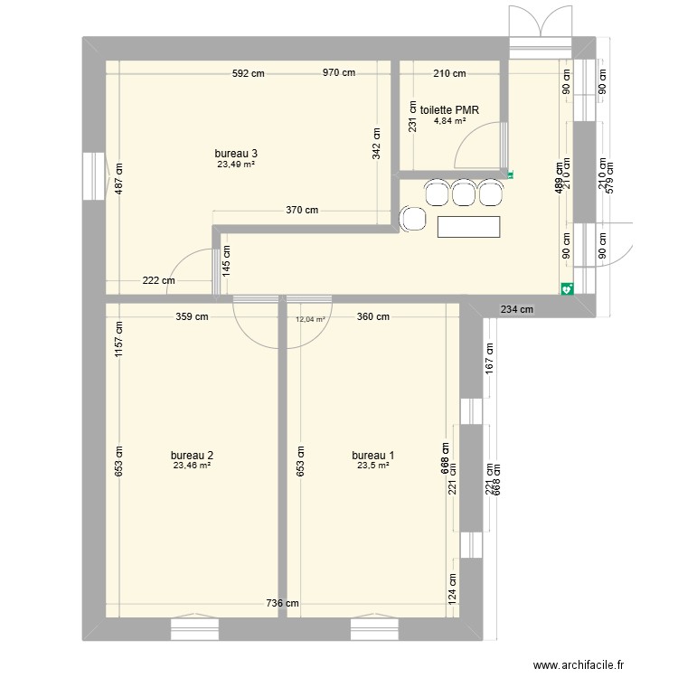 maison de santé. Plan de 5 pièces et 172 m2