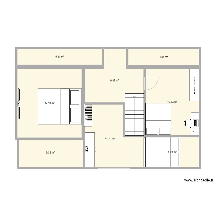 cedrik. Plan de 8 pièces et 75 m2