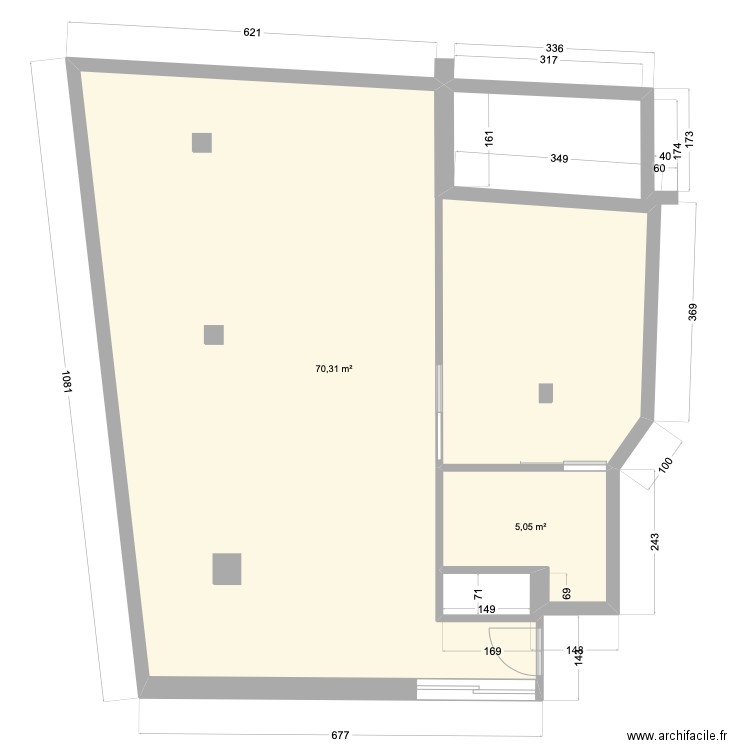 Los Cisnes. Plan de 1 pièce et 71 m2