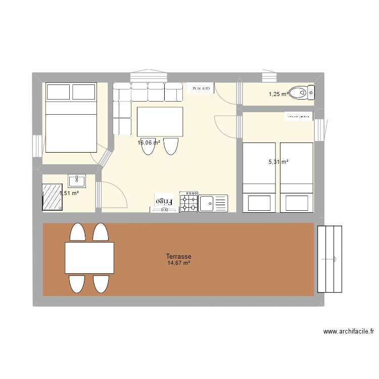 ROSSIGNOL. Plan de 5 pièces et 39 m2