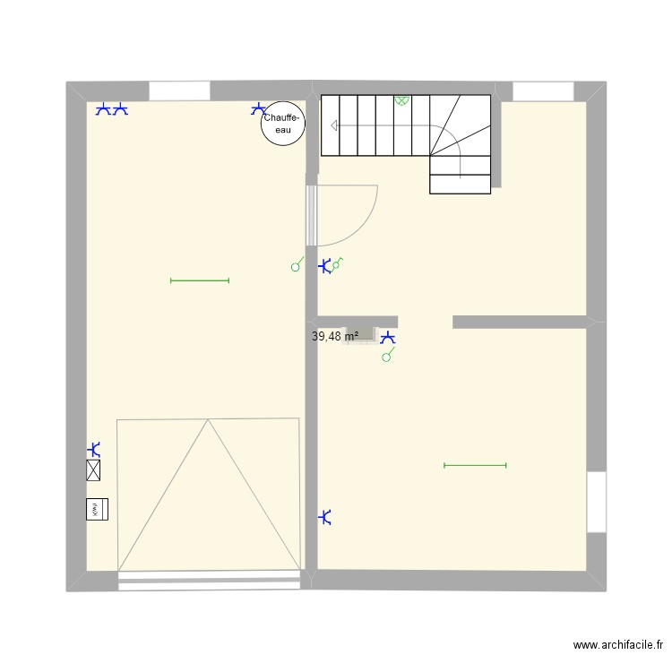 Sous-sol électricité . Plan de 1 pièce et 39 m2