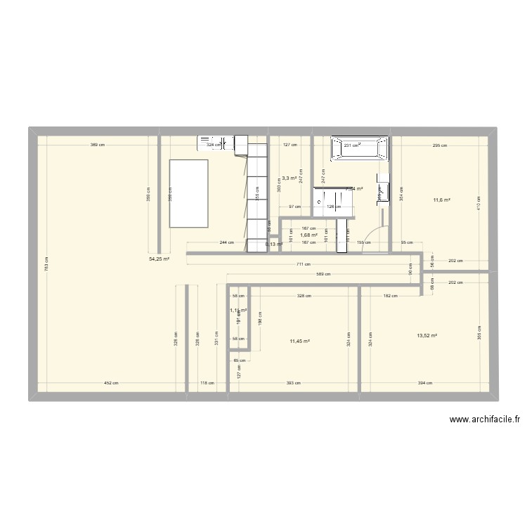 cuisine séjour. Plan de 9 pièces et 104 m2