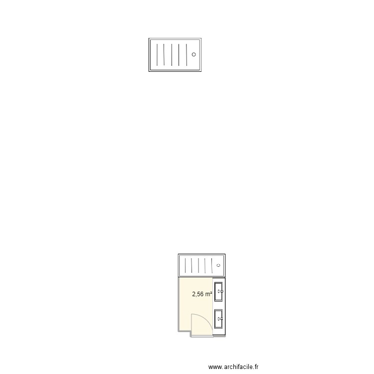 salle de bain cierp gaud V2 . Plan de 1 pièce et 3 m2