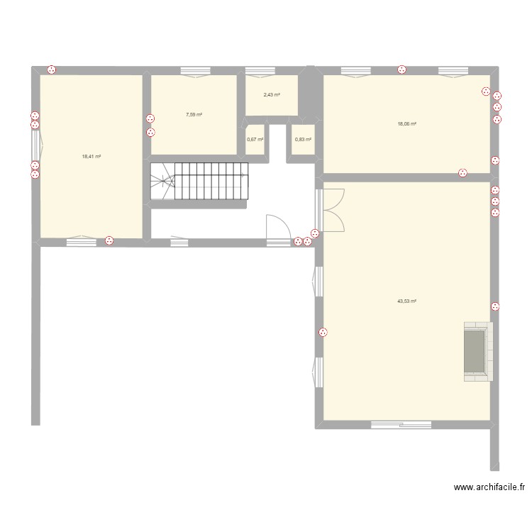 PLAN RDC. Plan de 7 pièces et 92 m2