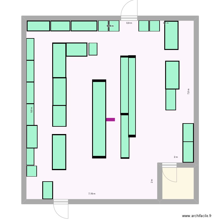 Local JDS. Plan de 2 pièces et 89 m2