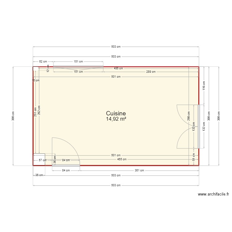 Cuisne 2. Plan de 1 pièce et 15 m2