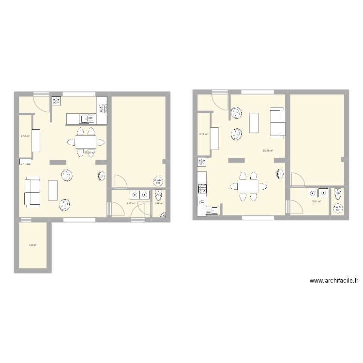 layout 2. Plan de 8 pièces et 131 m2