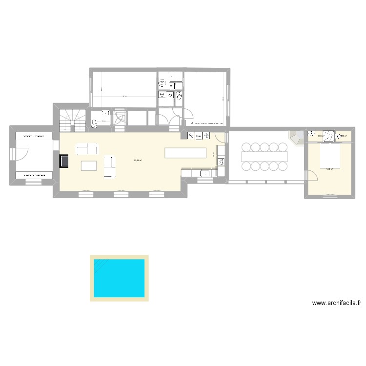 brimont RDC. Plan de 4 pièces et 75 m2