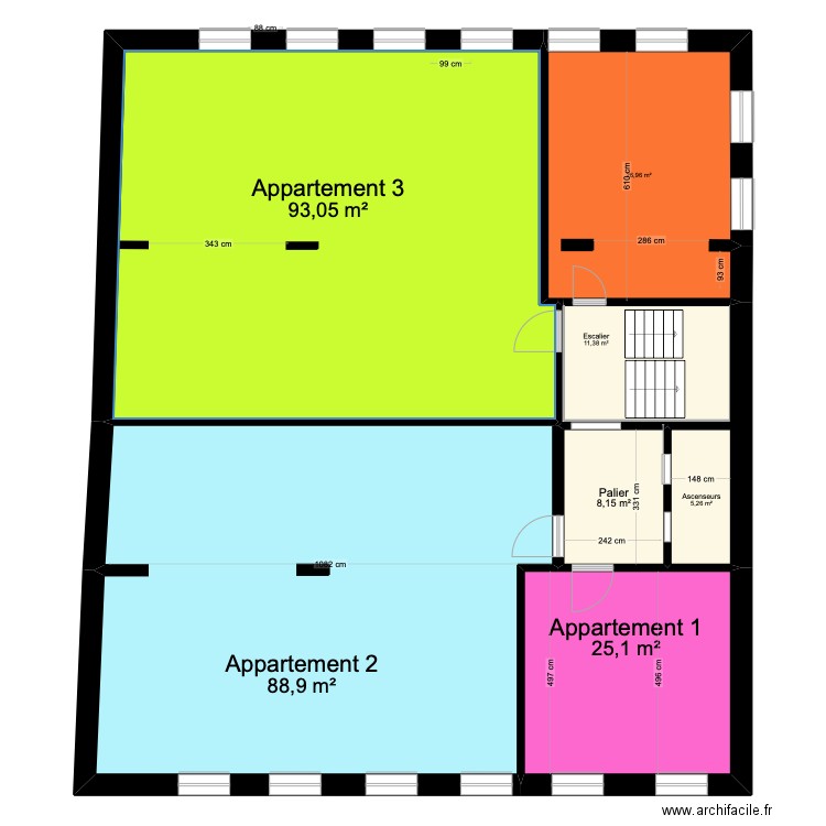 Courbevoie DWG. Plan de 7 pièces et 259 m2