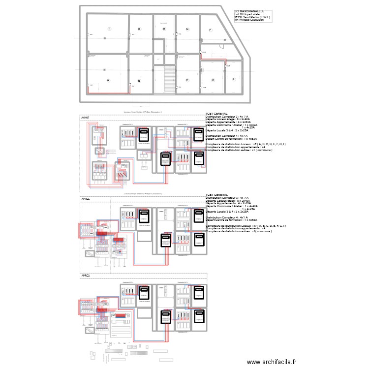 Locaux Philippe Casaubon. Plan de 76 pièces et 735 m2