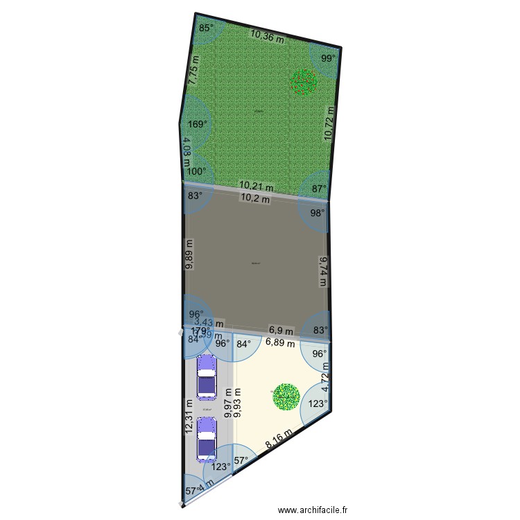 Tranche. Plan de 4 pièces et 306 m2