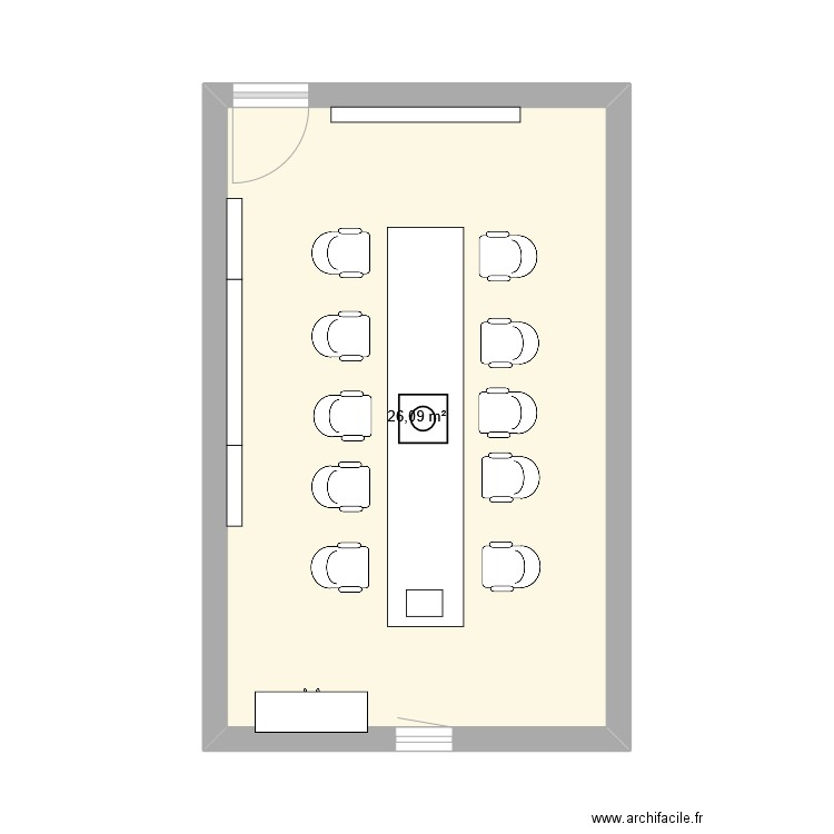 Salle réunion. Plan de 1 pièce et 26 m2