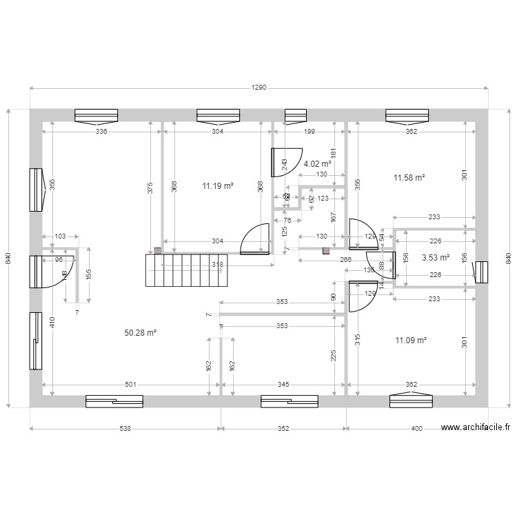 GUERLESQUIN. Plan de 6 pièces et 92 m2