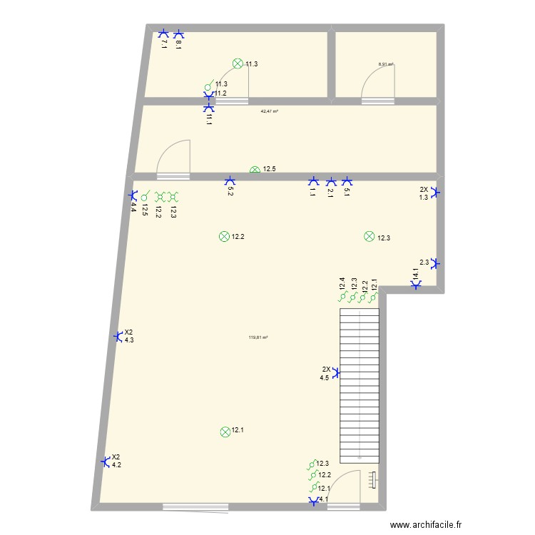 gui fin . Plan de 3 pièces et 171 m2