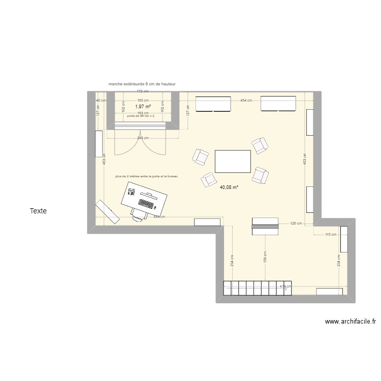 scarpa v2. Plan de 2 pièces et 42 m2