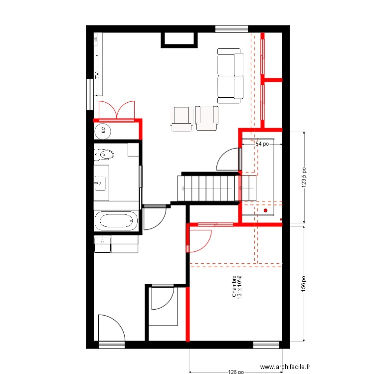 Laberge ss1. Plan de 3 pièces et 66 m2