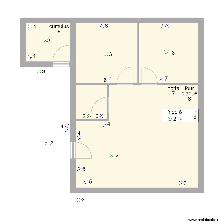 Desreux. Plan de 5 pièces et 52 m2