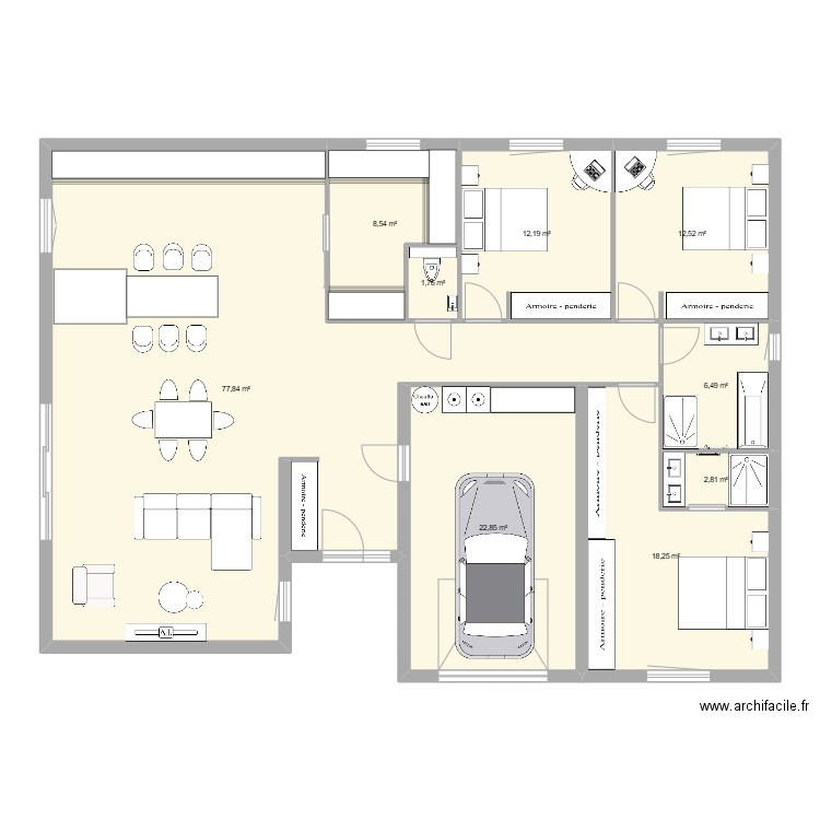 plan faceboock. Plan de 9 pièces et 163 m2