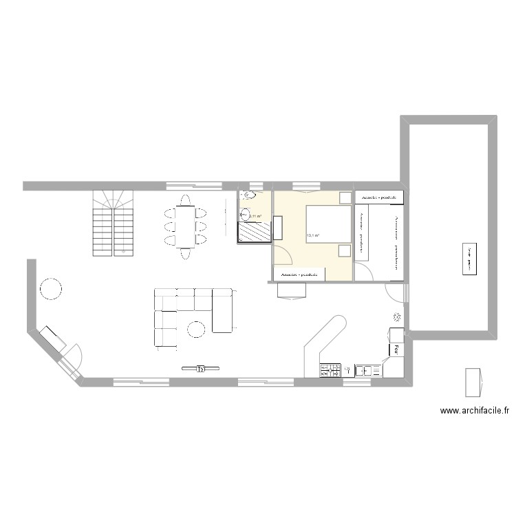 ST GILLES. Plan de 2 pièces et 16 m2