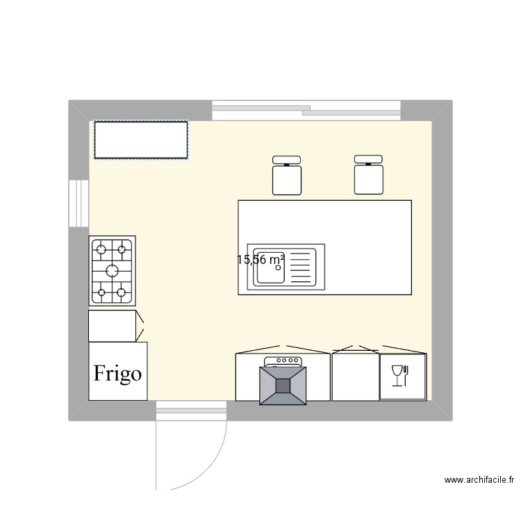 Cuisine 2. Plan de 1 pièce et 16 m2