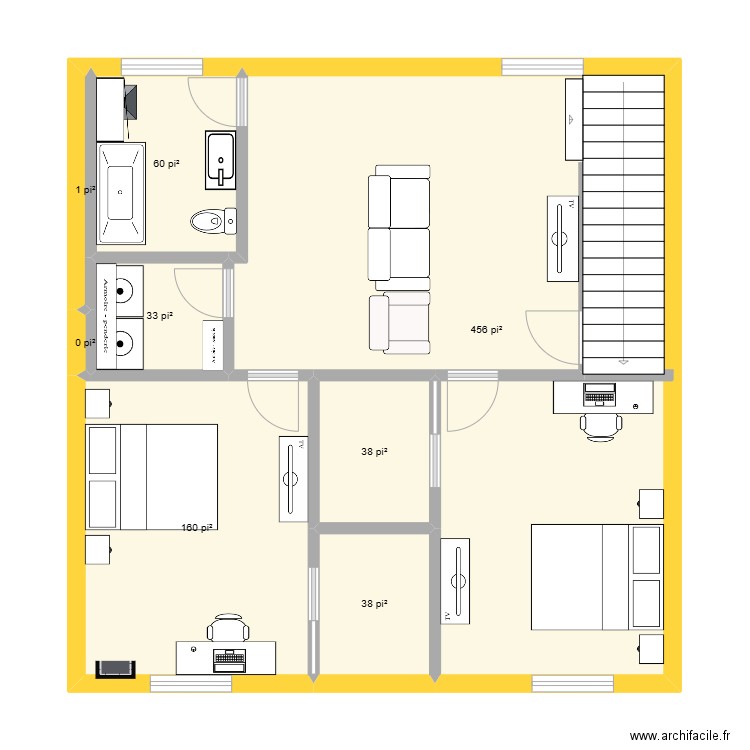 1490 rte337 sous sol. Plan de 8 pièces et 73 m2