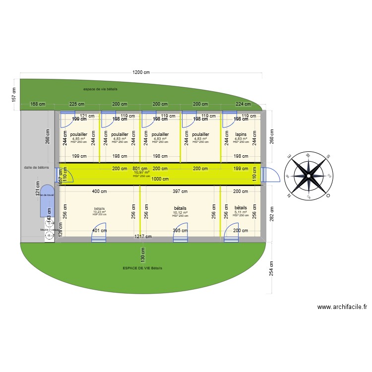 plan enclos bétails. Plan de 9 pièces et 61 m2